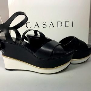 Casadei Sweet Nero Wedge Sandals